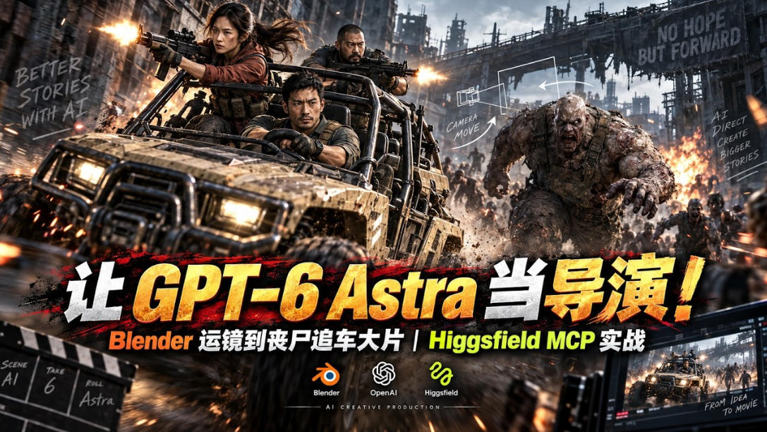 让GPT-6 Astra当导演！Blender运镜到丧尸追车大片｜Higgsfield MCP实战 - 臻优资源网