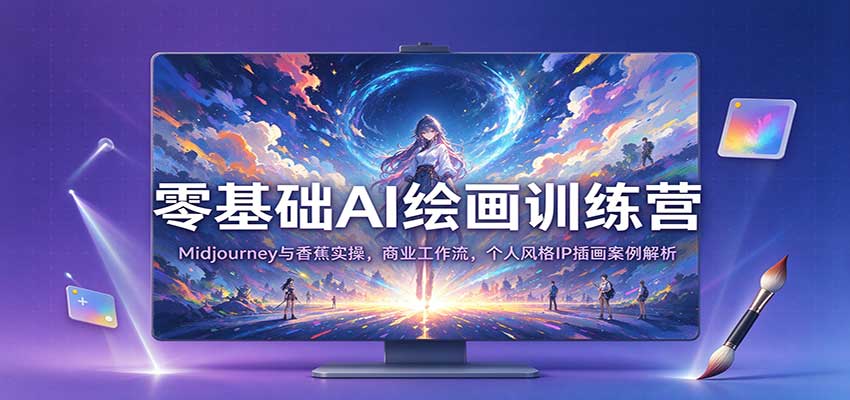 零基础AI绘画训练营：Midjourney与香蕉实操，商业工作流，个人风格IP插画案例解析 - 臻优资源网