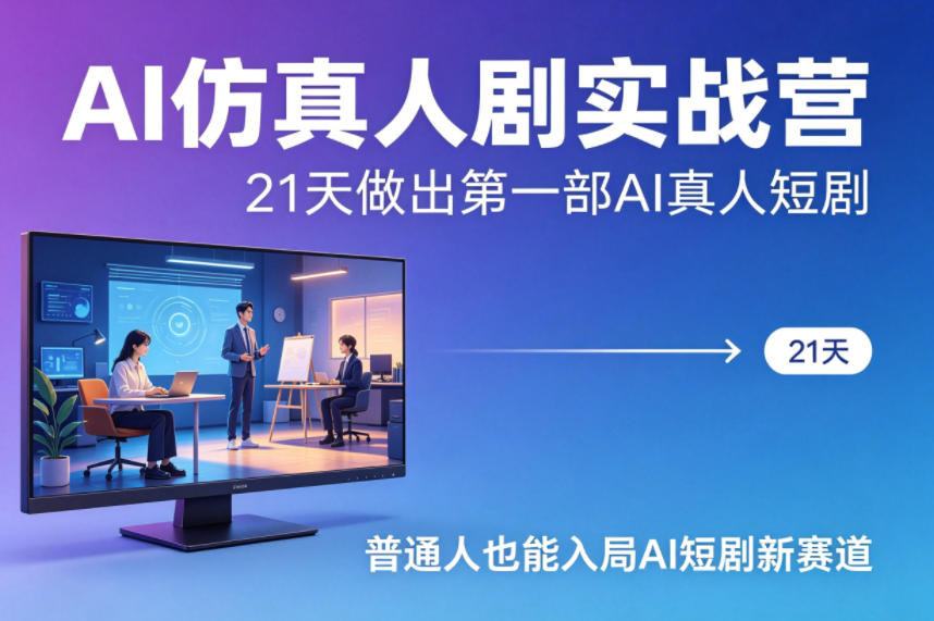 AI仿真人剧实战营，21天做出第一部AI真人短剧，普通人也能入局AI短剧新赛道 - 臻优资源网