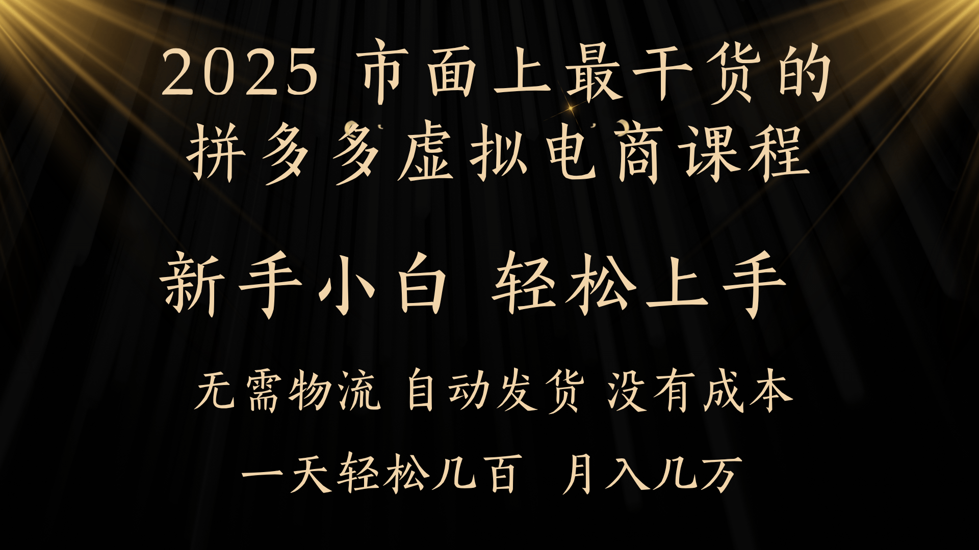 25年最干货的拼多多虚拟电商课程，小白轻松上手，月入过万只是门槛！虚拟电商，如皓月见青天！ - 臻优资源网