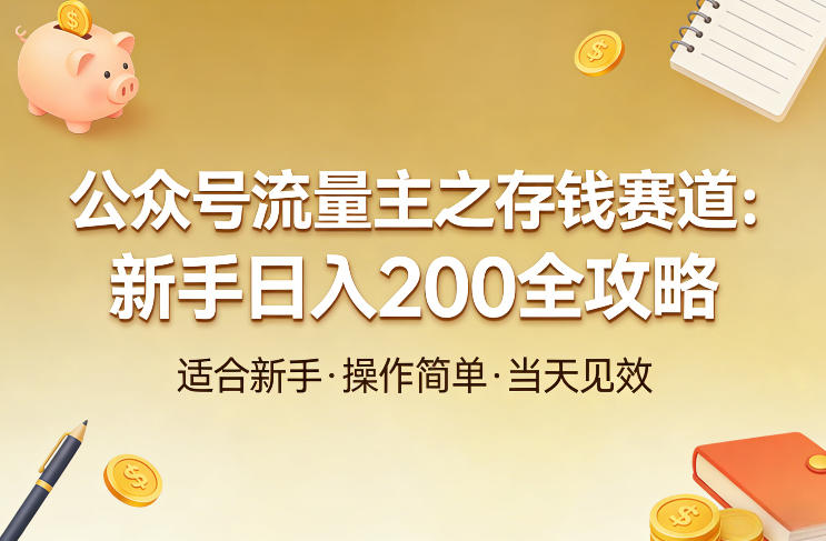 公众号流量主之存钱赛道，贴合当下需求，适合新手，一天收益2张 - 臻优资源网