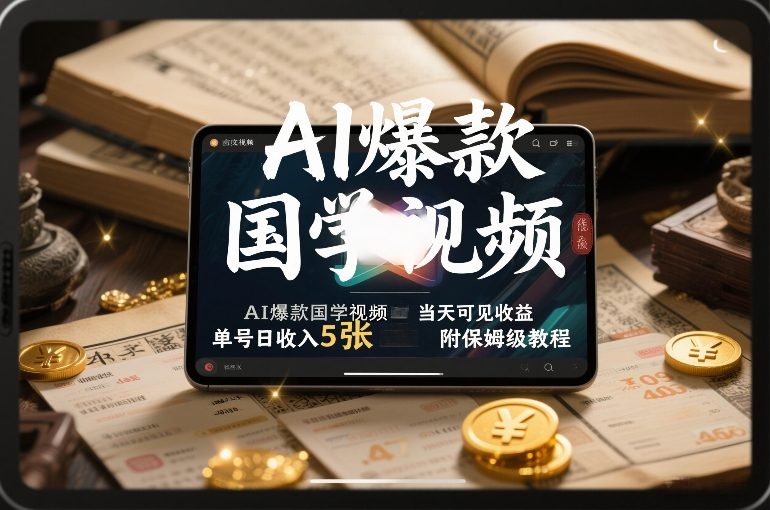 AI爆款国学视频，独家起号方法，小白直接上手，当天可见收益，单号日收入5张+附保姆级教程 - 臻优资源网