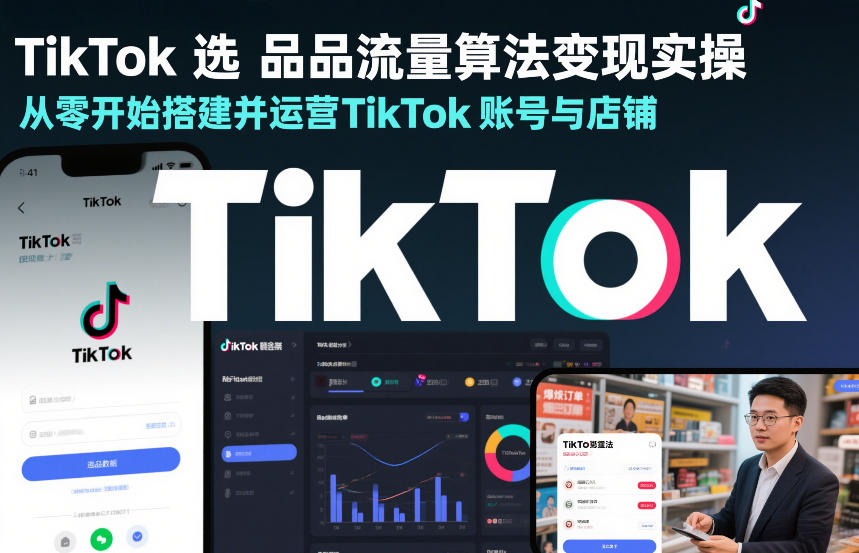TikTok选品流量算法变现实操，从零开始搭建并运营TikTok账号与店铺 - 臻优资源网