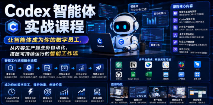 Codex智能体实战课程，让智能体成为你的数字员工，从内容生产到业务自动化，搭建可持续运行的智能工作流 - 臻优资源网