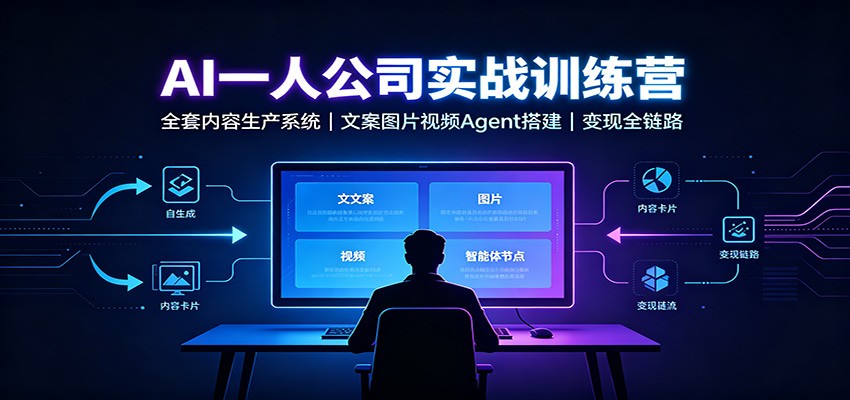 AI创作一人公司实战训练营：全套内容生产系统，文案图片视频Agent搭建变现全链路 - 臻优资源网