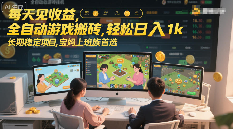 每天见收益，全自动游戏搬砖，轻松日入1k，长期稳定项目，宝妈上班族首选【揭秘】 - 臻优资源网
