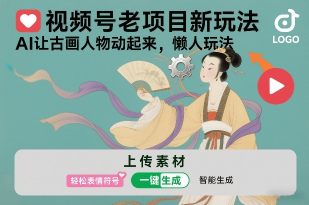 视频号老项目新玩法，AI让古画人物动起来，懒人玩法，附详细教程 - 臻优资源网
