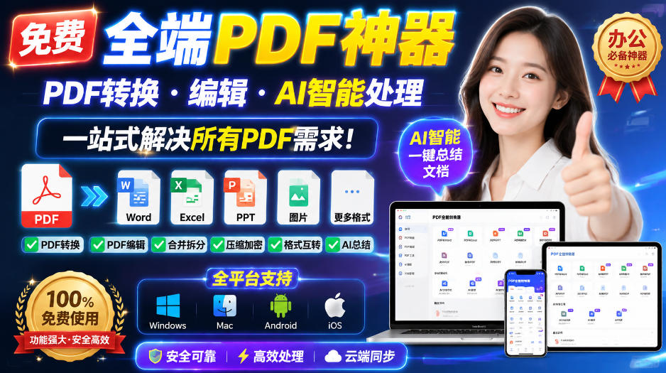 免费全端PDF神器，PDF转换·编辑·AI智能处理，一站式解决所有PDF需求! - 臻优资源网