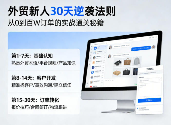 外贸新人30天逆袭法则，教你从0到百W订单的实战通关秘籍 - 臻优资源网