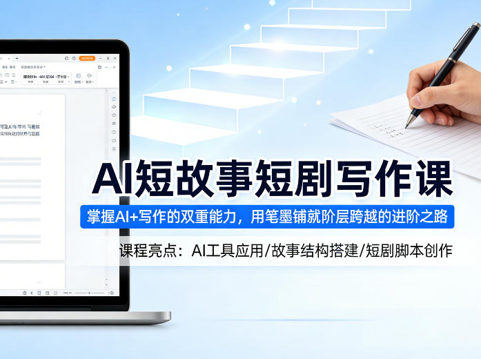 AI短故事短剧写作课，掌握AI+写作的双重能力，用笔墨铺就阶层跨越的进阶之路 - 臻优资源网