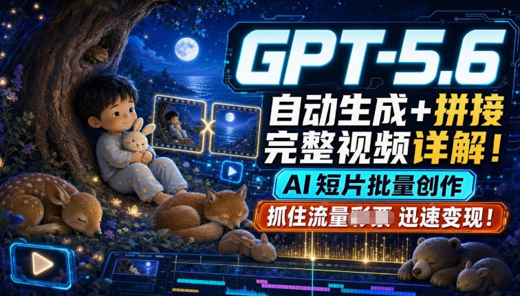 GPT-5.6自动生成＋拼接完整视频详解，AI短片批量创作，抓住流量迅速变现！ - 臻优资源网