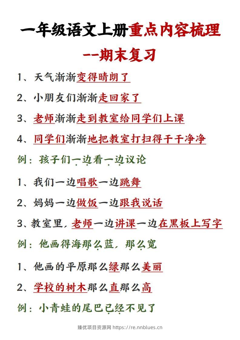 图片[2] - 【重点预习内容梳理】一上语文() - 臻优资源网