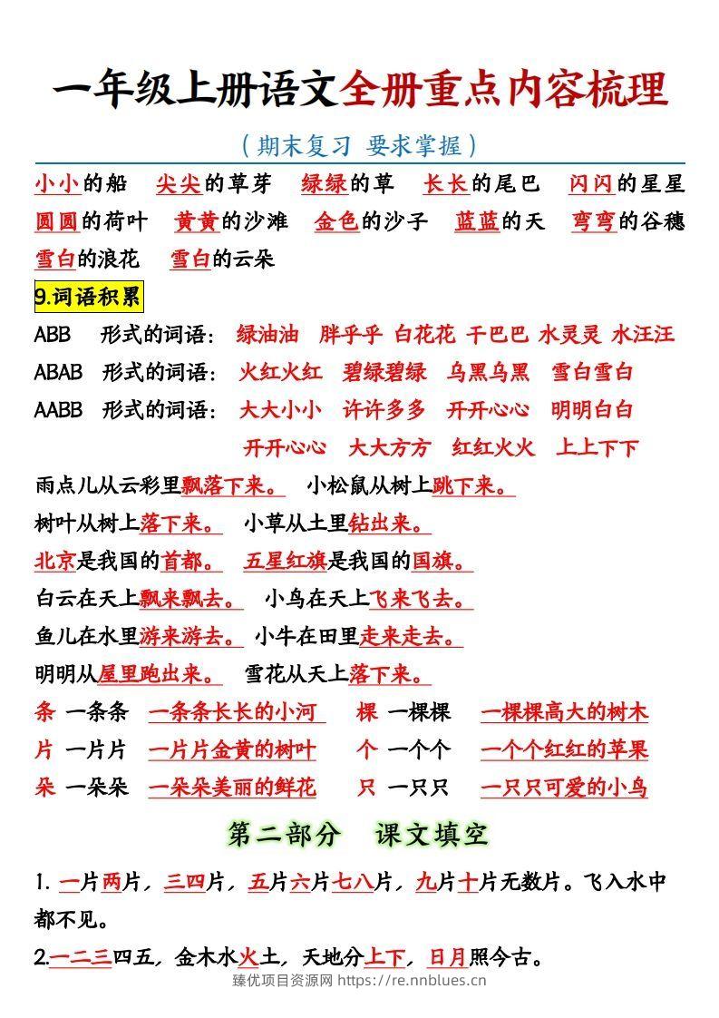 图片[3] - 【全册重点知识点汇总】一上语文 - 臻优资源网