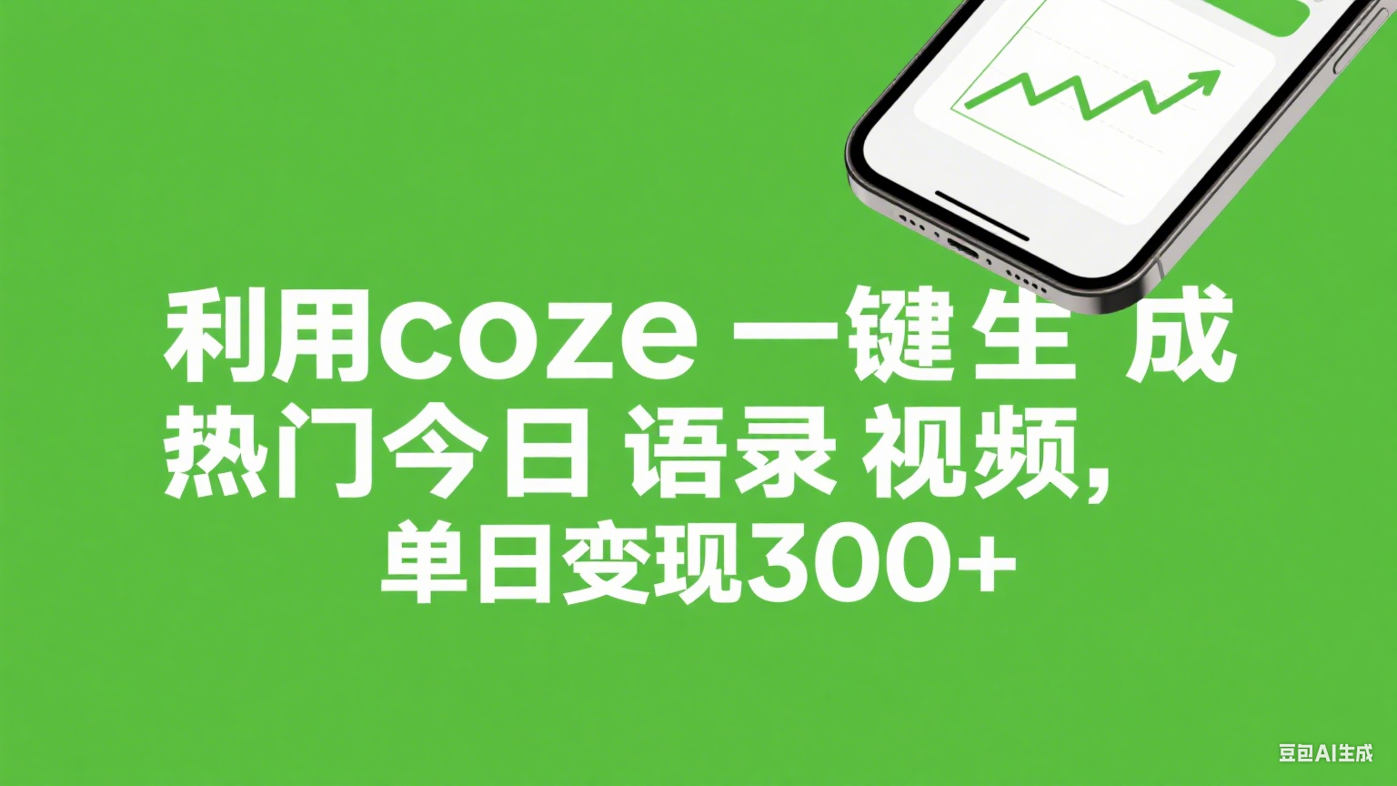 利用coze一键生成热门今日语录视频，单日变现300+ - 臻优资源网