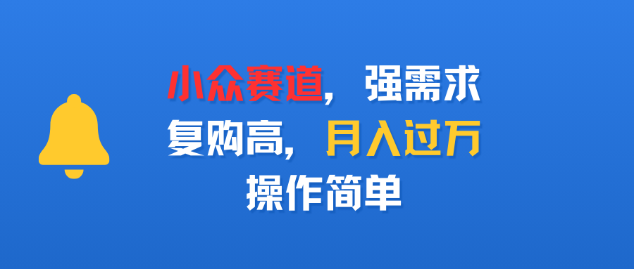 小众赛道，强需求，复购高，月入过万，操作简单 - 臻优资源网