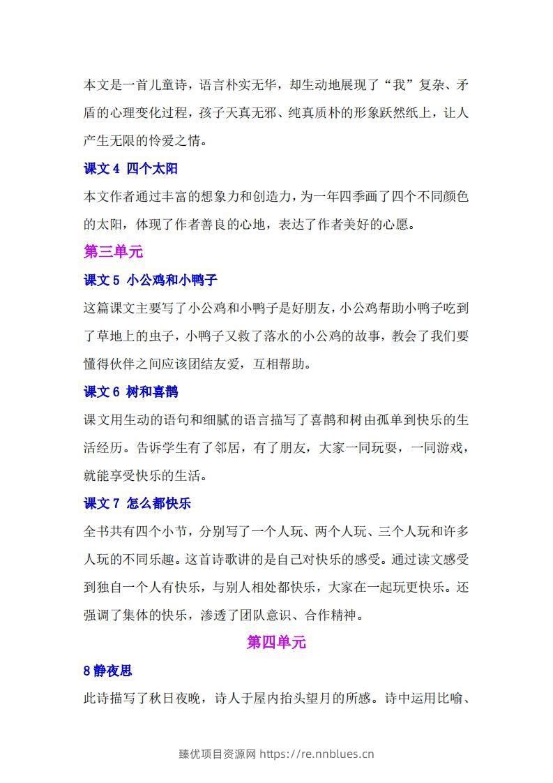 图片[2] - 一年级语文下册课文内容中心思想专题归纳汇总 - 臻优资源网