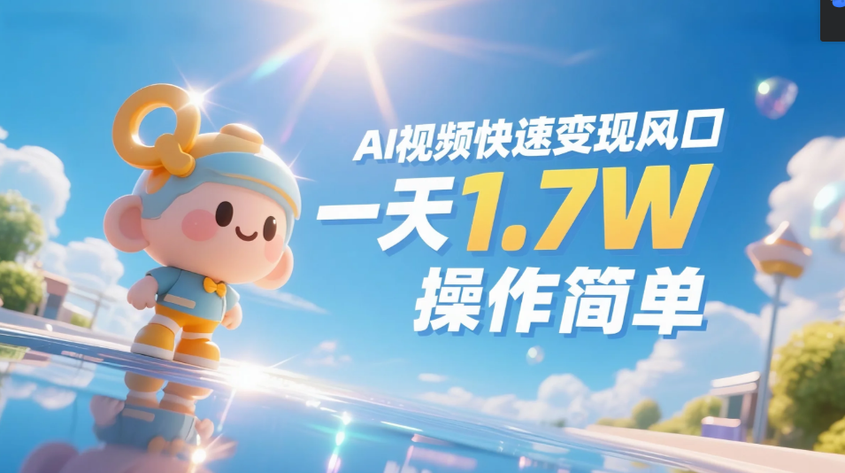 《Ai视频变现风口,一天1.7W,收入无上限,操作简单》 - 臻优资源网