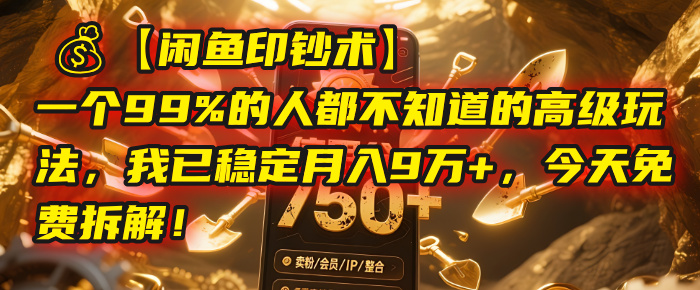 【闲鱼印钞术】一个99%的人都不知道的高级玩法，我已稳定月入9万+，今天免费拆解！ - 臻优资源网
