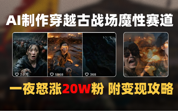 AI制作穿越古战场视频一夜涨粉20W保姆级教学（附AI变现指南） - 臻优资源网