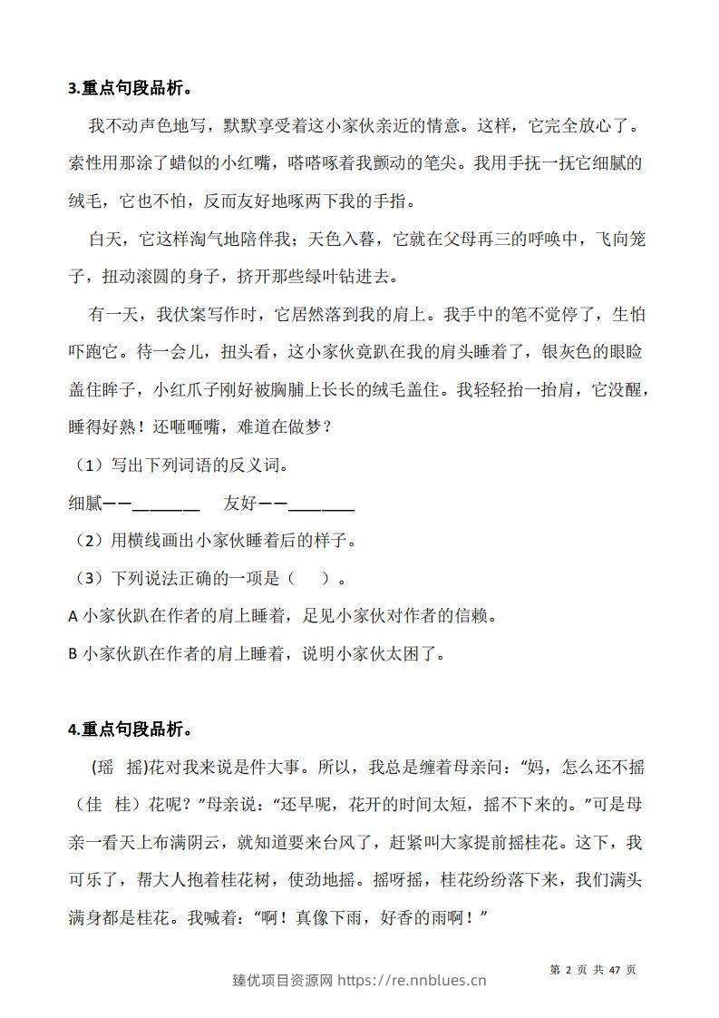 图片[2] - 五上语文：阅读专项训练习题50道 - 臻优资源网