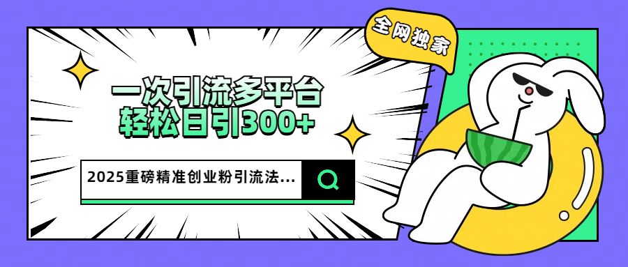 2025重磅全网独家引流法，一次多平台，轻松日引300+精准创业粉 - 臻优资源网