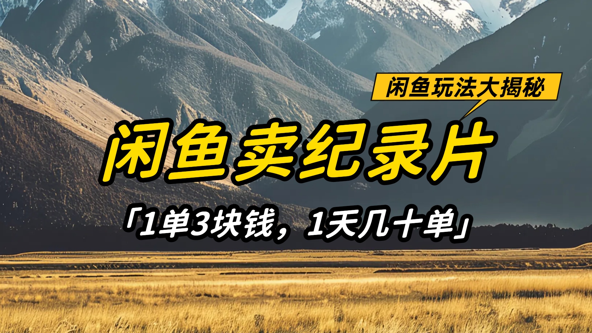 闲鱼卖纪录片1单3块钱,1天几十单,项目稳定有潜力 - 臻优资源网