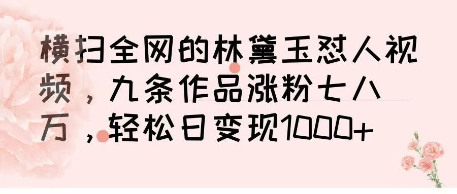 横扫全网的林黛玉怼人视频，九条作品涨粉七八万，轻松日变现 1000➕ - 臻优资源网