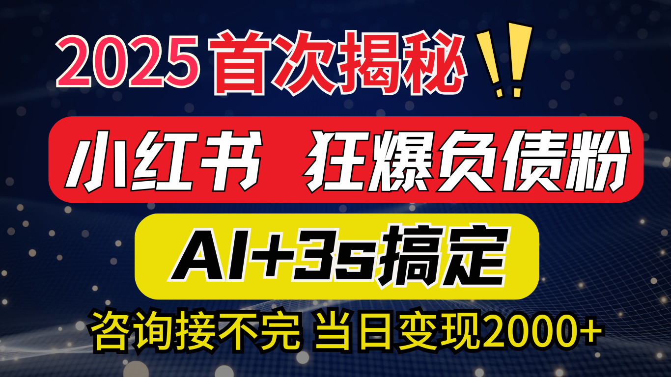2025引流天花板：最新小红书狂暴负债粉思路，咨询接不断，当日入2000+ - 臻优资源网