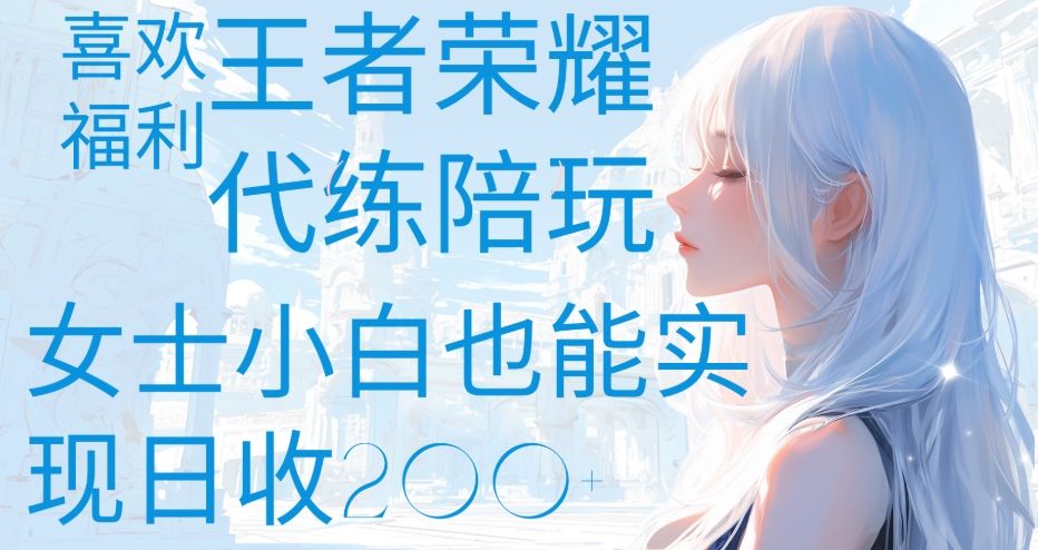 王者荣耀代打陪练喜欢王者的福利边玩还能多个收入女士小白也能轻松实现日收200+ - 臻优资源网