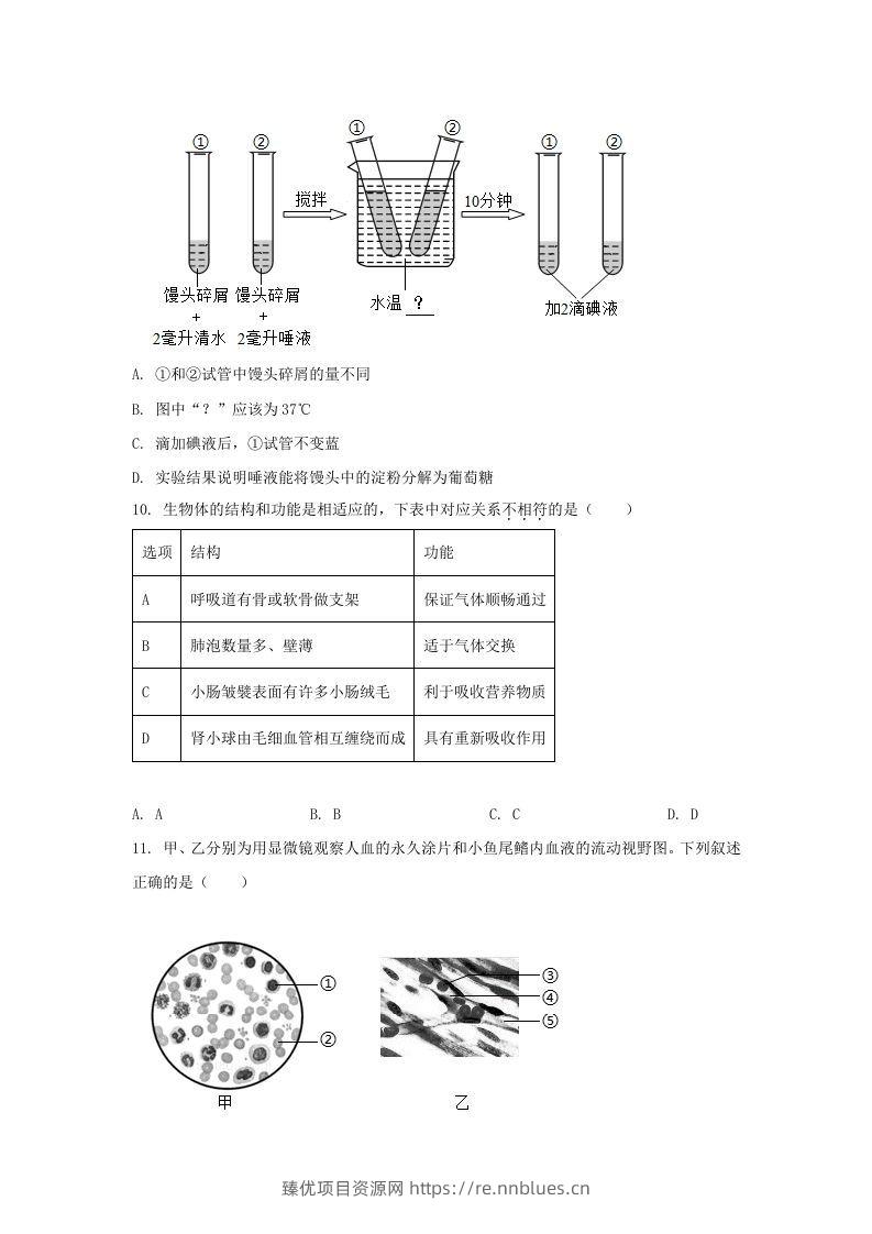 图片[3] - 2024年吉林长春中考生物试题及答案(Word版) - 臻优资源网
