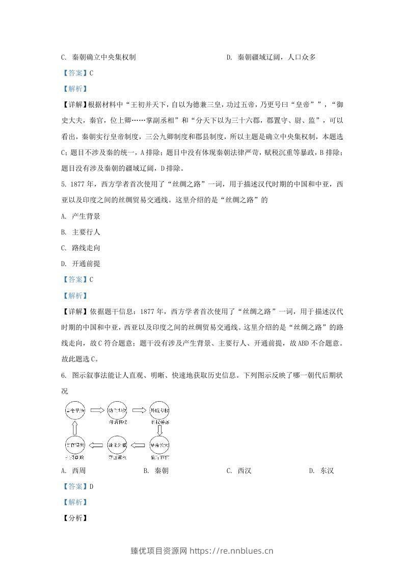 图片[3] - 2021-2022学年山东省济南东南片区九年级上学期历史期末试题及答案(Word版) - 臻优资源网