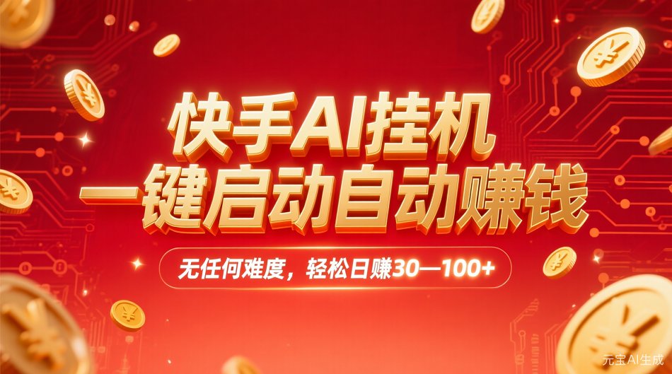 快手AI，一键启动自动赚钱 无任何难度，轻松一天30—100+ - 臻优资源网