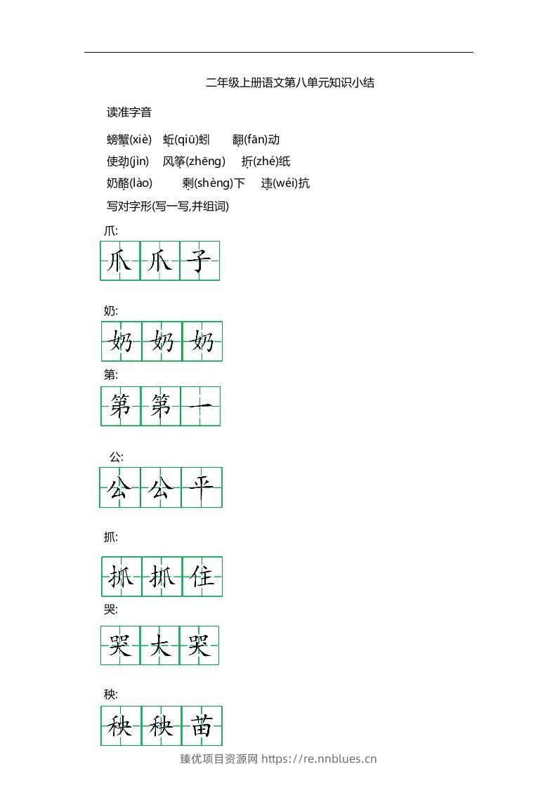 二上语文第八单元知识重点 - 臻优资源网