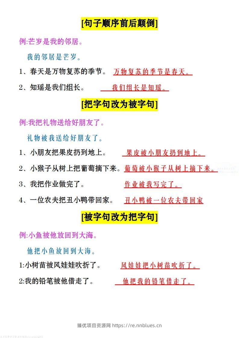 图片[2] - 二上语文：句子类型总结 - 臻优资源网