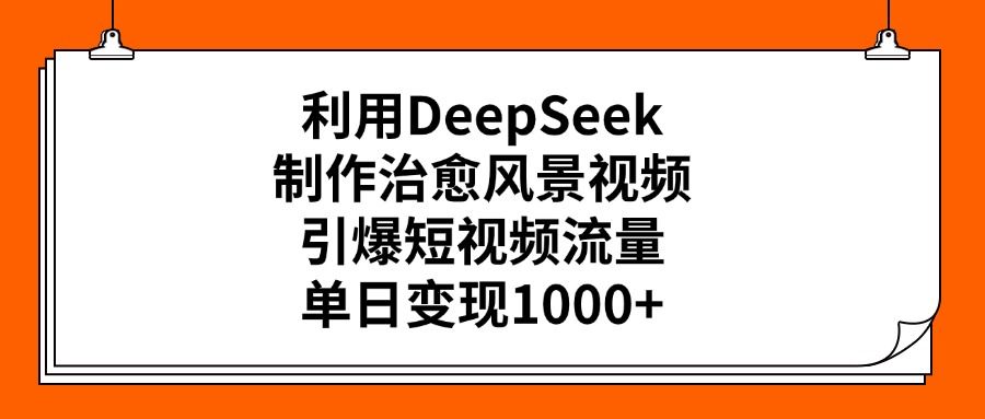 利用DeepSeek，制作治愈风景视频，引爆短视频流量，单日变现1000+ - 臻优资源网