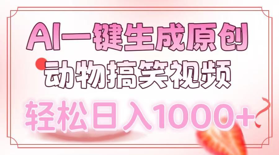 AI一键生成原创动物搞笑视频，轻松日入1000+ - 臻优资源网