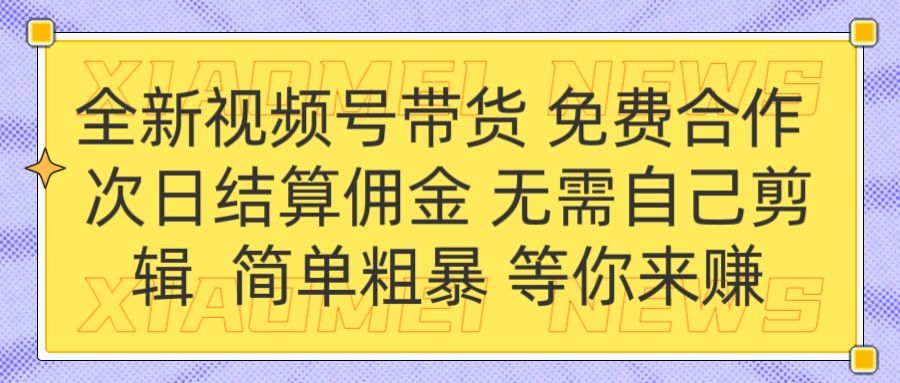 全新视频号 免费合作 佣金次日结算 无需自己剪辑 - 臻优资源网