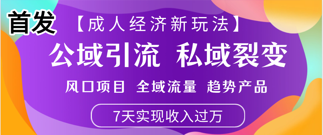 首发：【成人经济新玩法】市面独家玩法，风口项目、全域流量、趋势产品，7天实现月入过万 - 臻优资源网