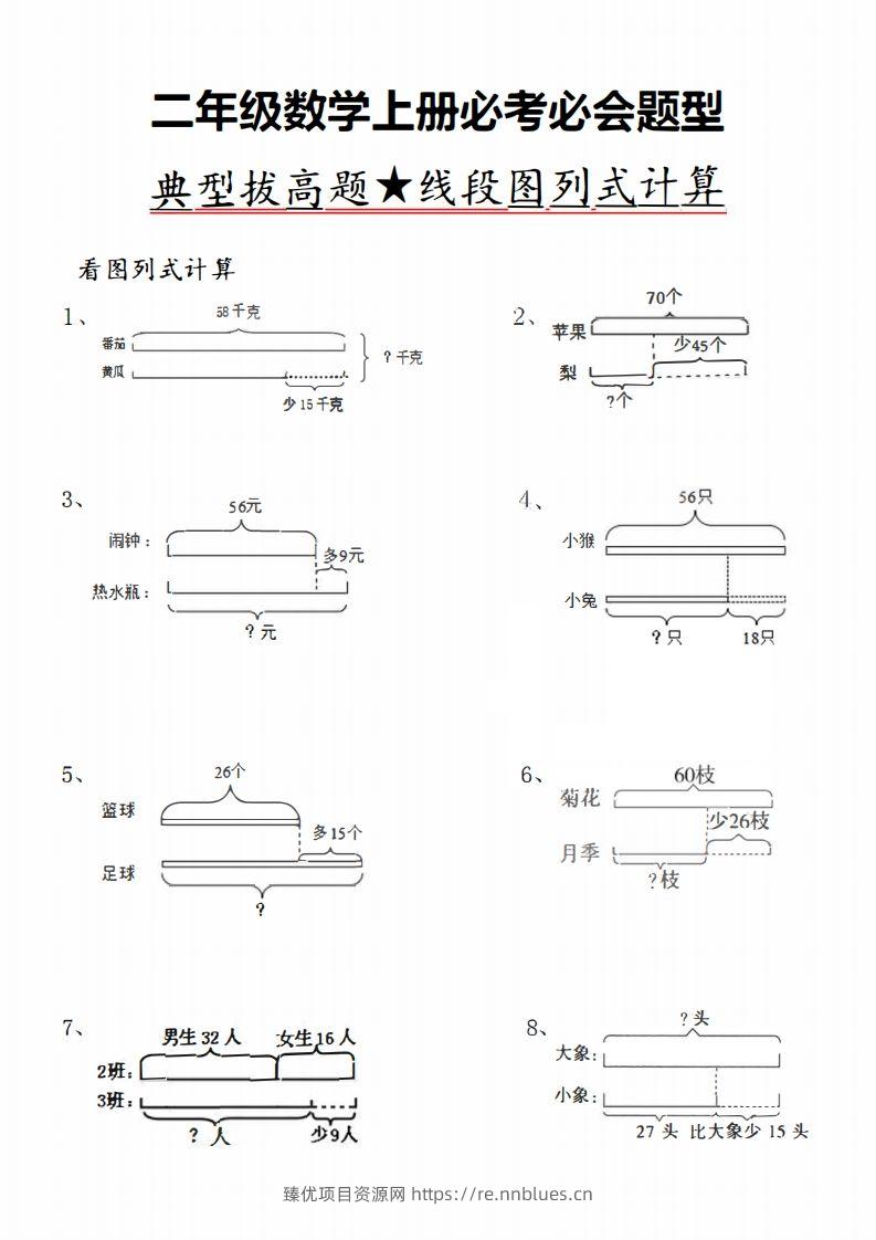 二上数学典型线段图列式计算 - 臻优资源网