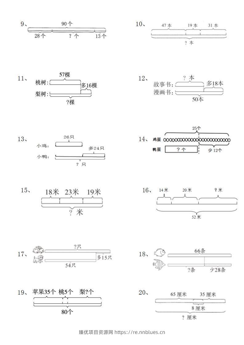 图片[2] - 二上数学典型线段图列式计算 - 臻优资源网