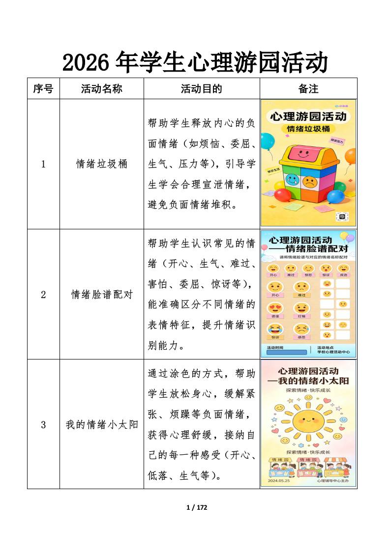 16个学生心理游园活动【操作细则】 - 臻优资源网