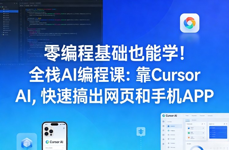 零编程基础也能学！全栈AI编程课：靠Cursor AI，快速搞出网页和手机APP - 臻优资源网