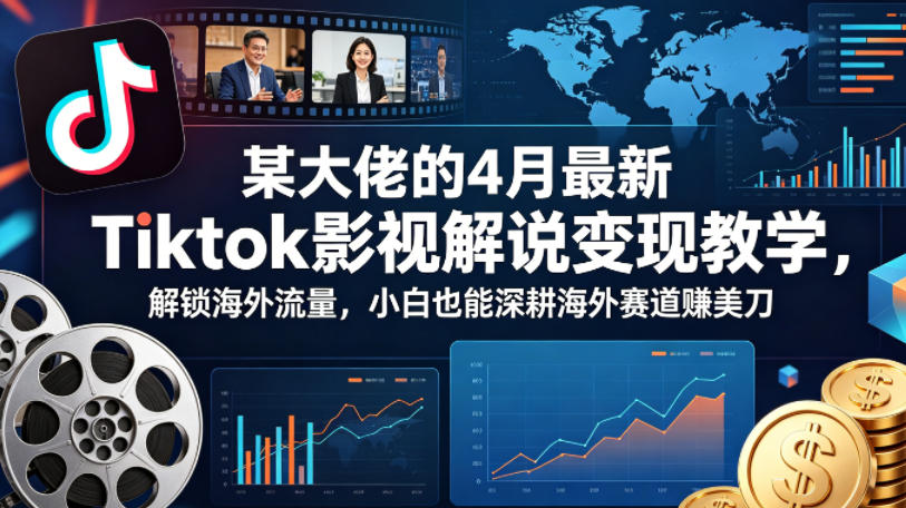 某大佬的4月最新Tiktok影视解说变现教学，解锁海外流量，小白也能深耕海外赛道賺美刀 - 臻优资源网