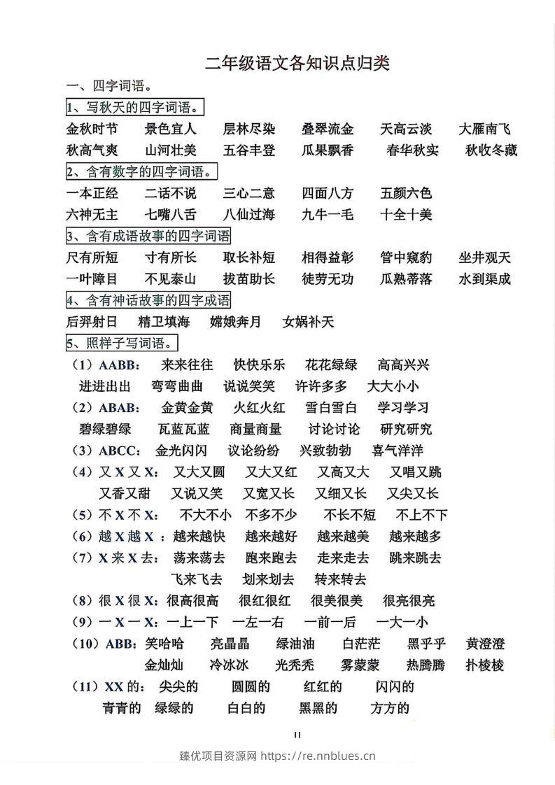 二年级语文上册各知识点归类 - 臻优资源网