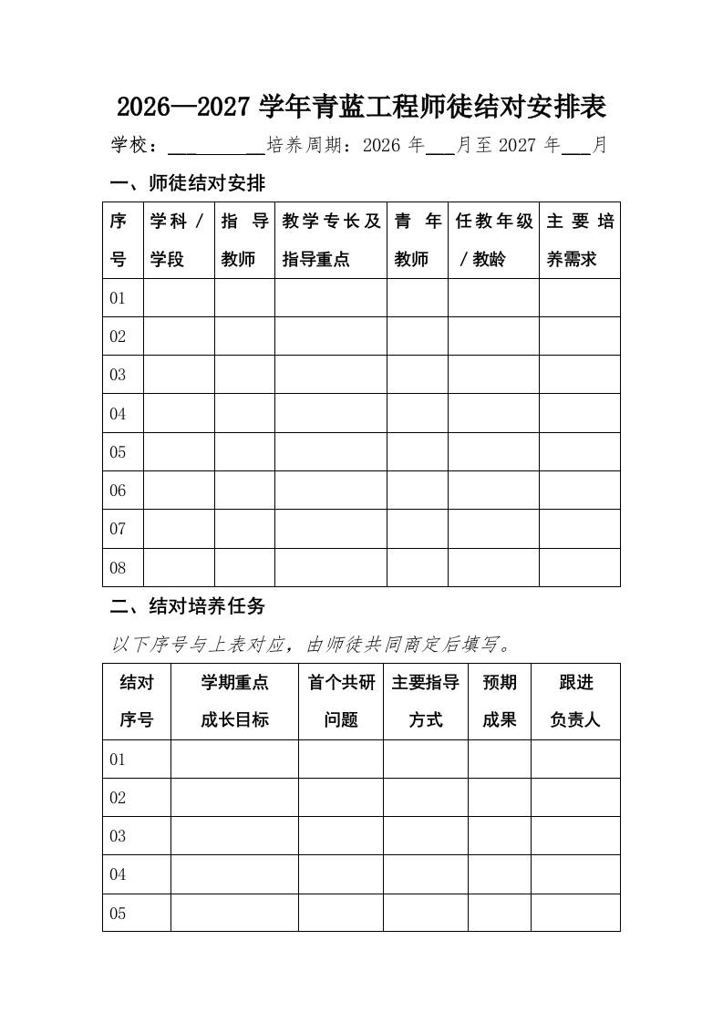 6青蓝携手薪火相传——2026—2027学年度青蓝工程师徒结对安排表 - 臻优资源网