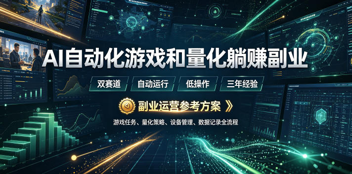 AI自动化游戏和量化躺賺副业：日入几张，稳定运行三年的项目！【揭秘】 - 臻优资源网