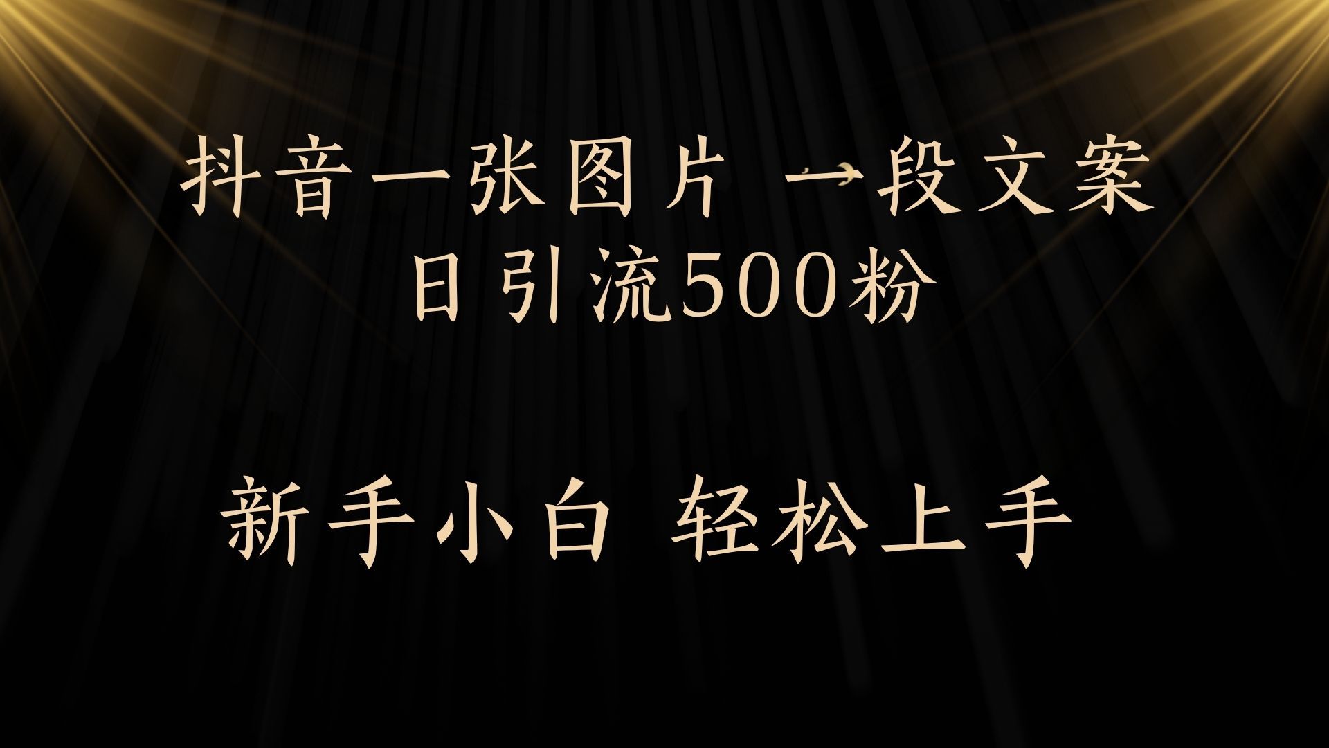 每天2分钟，抖音一张图片 一段文案日引流500粉 - 臻优资源网