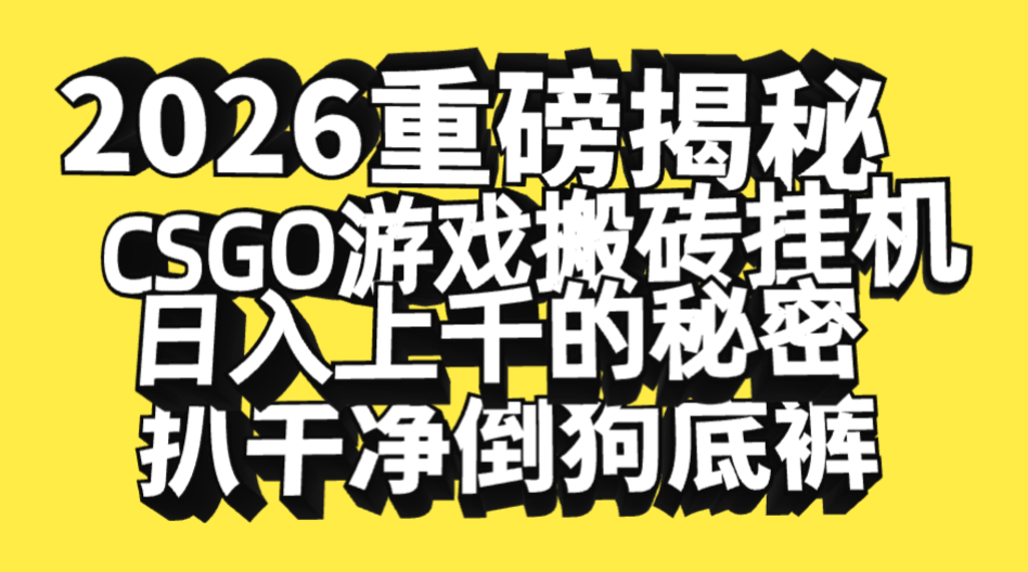 2026开年重磅解密，CSGO游戏搬砖挂机日入上千的秘密，把倒狗的底裤扒干净，毫无保留 - 臻优资源网