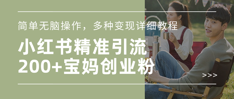 小红书精准日引200+宝妈创业粉，简单无脑操作，多种变现详细教程 - 臻优资源网