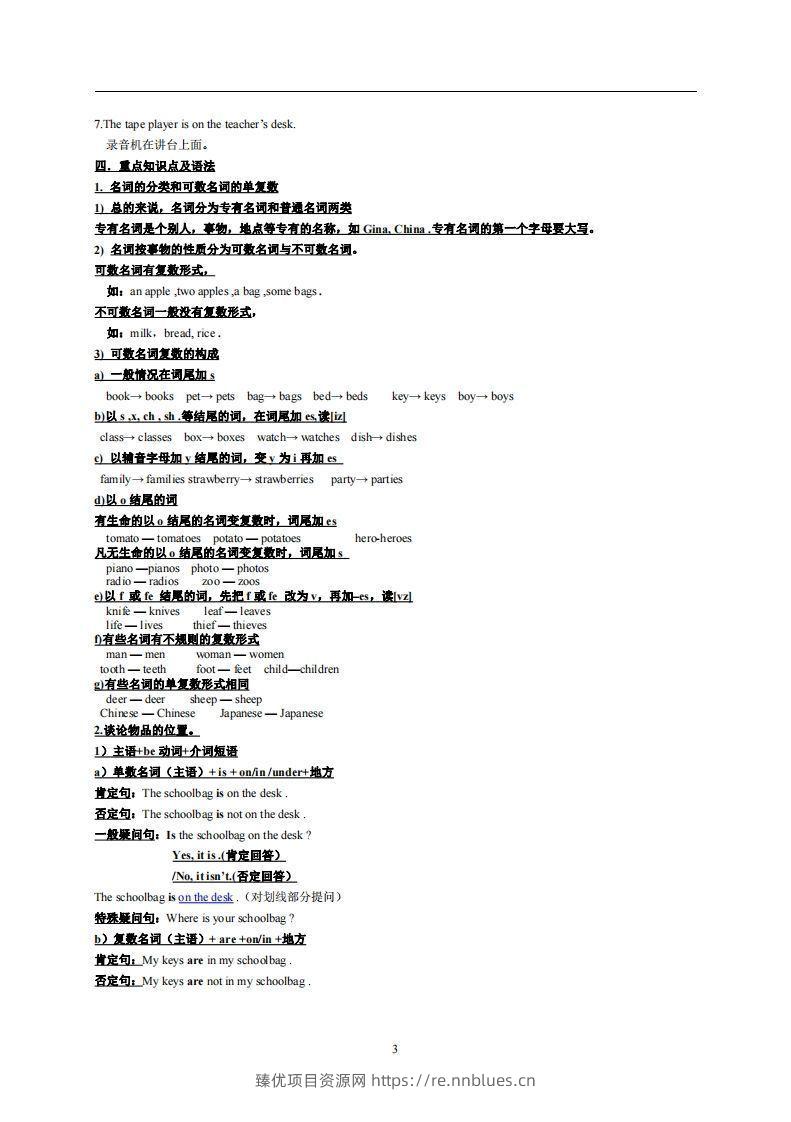 图片[3] - 4.人教版七年级上英语Unit4复习提纲 - 臻优资源网